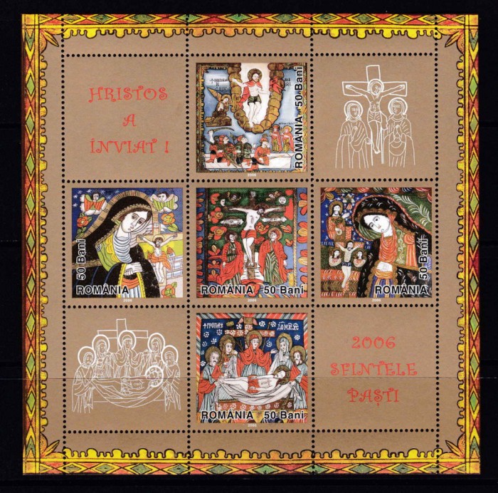 ✅ RO 2006 ,LP 1711a ,&quot;Sfintele Pasti &quot; T II, text stanga ,colita 369 II ,MNH