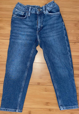 Pantaloni blugi jeans fata ZARA largi albastri cu buzunare 4/5 ani noi foto