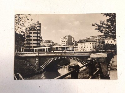 Carte postala vedere veche R.P.R, Bucuresti - Podul Mihai-Voda, anii 50 (1957) , scrisa, circulata foto