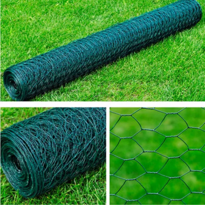 vidaXL Gard de plasă, verde &amp;icirc;nchis, 1 x 25 m, oțel galvanizat, hexagon foto