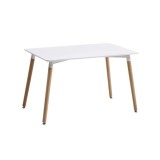 Masa bucatarie si living AB673, blat MDF, picioare lemn, 4 persoane, alb