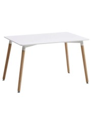 Masa bucatarie si living AB673, blat MDF, picioare lemn, 4 persoane, alb