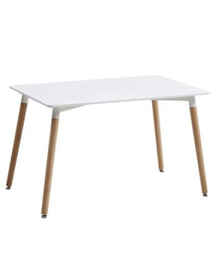 Masa bucatarie si living AB673, blat MDF, picioare lemn, 4 persoane, alb foto