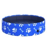 Piscina pentru caini, PVC si panouri din pal, pliabila, albastru, 80x20 cm, ART