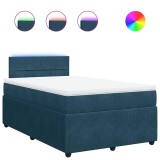 Cumpara ieftin Pat box spring cu saltea, albastru, 120x190 cm, catifea