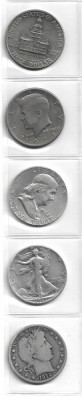 SUA - HALF DOLLAR 1912-1976 - Set 5 Monede dupa tip foto