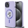Husa MagSafe pentru Apple iPhone 15, Karl Lagerfeld, Silicone Ring Karl &amp; Choupette, Mov