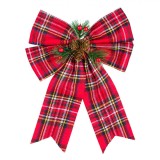 Fundă Decorativă Crăciun, Model Carouri, Culoare Roșu, Dimensiune 30x23cm