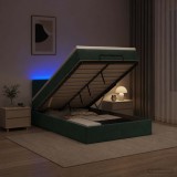 Cumpara ieftin Pat Ottoman cu Saltea si LED Verde inchis 120 x 200 cm Catifea