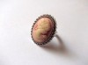 Inel Camee Argintiu Reglabil 28mm/20mm Bijuterie Vintage