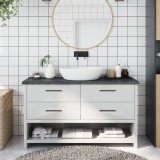 VidaXL Blat de baie, gri &icirc;nchis, 120x40x(2-4) cm, lemn masiv tratat