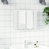 804961 vidaXL Dulap baie cu oglindă LED alb lucios 60x12x45 cm acril
