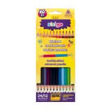 Creioane colorate duble, Strigo, 12 bucati, 24 culori, triunghiulare, cu ascutitoare