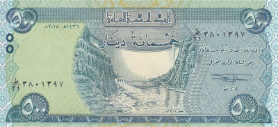 IRAK █ bancnota █ 500 Dinars █ 2015 █ P-98A █ UNC █ necirculata foto