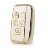 Husa Cheie Land Rover Range Rover, 5 Butoane, Smartkey, Tpu, Alb cu contur Auriu