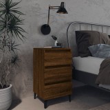 Cumpara ieftin Noptiere cu picioare metalice 2 buc. stejar maro 40x35x69 cm