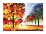 Tablou pictat manual, Peisaj alee prin parc, 70x50cm ulei pe panza