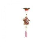 Ornament de brad stea, flippy, roz, lemn/textil, 25 cm