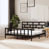 VidaXL Cadru de pat Super King 6FT, negru, 180x200 cm, lemn masiv pin