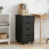 vidaXL Cabinet mobil cu roata Gri 34 x 39 x 65,5 cm Lemn de pin masiv 42028346