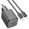 Incarcator Retea Cu Cablu Lightning HOCO N41, 20W, 3A, 1 x USB-A - 1 x USB-C, Negru