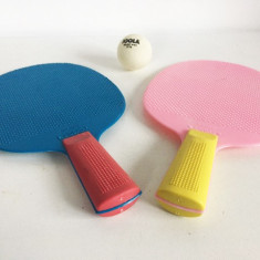 * Set 2 palete de tenis de masa / pingpong Giobas, jucarie vintage, roz albastru