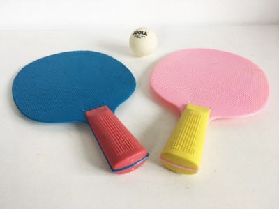 * Set 2 palete de tenis de masa / pingpong Giobas, jucarie vintage, roz albastru foto