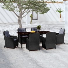 vidaXL Set de servit masa pentru gradina, 7 piese, negru foto
