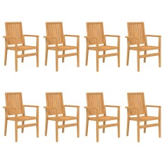 Scaune gradina stivuibile 8 buc. 56,5x57,5x91 cm lemn masiv tec