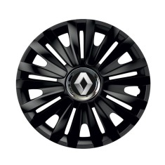 Set 4 capace roti Negre Cu Inel Cromat Royal R15 pentru gama auto Renault
