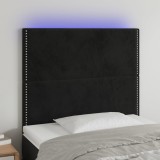 Cumpara ieftin Tăblie de pat cu LED, negru, 90x5x118/128 cm, catifea