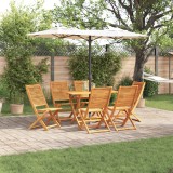 vidaXL Set de dining pentru grădină Manual 7 pcs Lemn natural Mediu