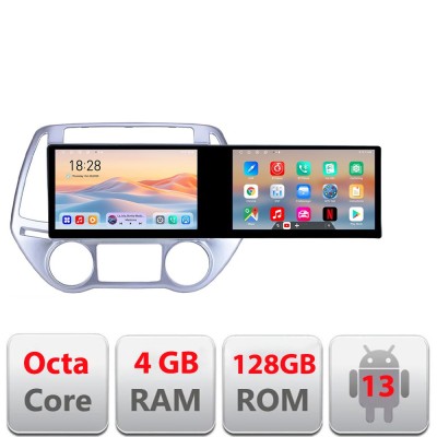 Navigatie Hyundai I20 2011-2014 manual si automat Edotec 2 ecrane 8 core 4+128 21.6 inch Incell android Wifi 5Ghz gps internet Kit-i20-2012 CarStore T foto