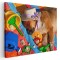 Tablou caine cu palarie dormind pe plaja Tablou canvas pe panza CU RAMA 80x120 cm