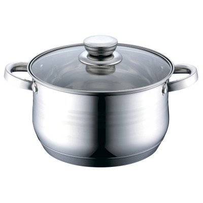 Cratita inox cu capac din sticla Royal Salute, 26 cm, 8.5 l, design minimal foto