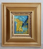 Terasa Cafenelei Noaptea - miniatura in ulei pe placaj, reproducere dupa Van Gogh, 15x17cm, Peisaje