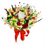 Buchet mediu personalizabil cu trandafiri si flori uscate (Multicolor), Eventissimi&reg;
