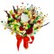 Buchet mediu personalizabil cu trandafiri si flori uscate (Multicolor)