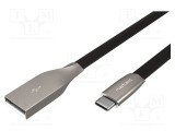Cablu USB 2.0 NATEC USB A - USB C, 1m, negru, Quick Charge 3.0