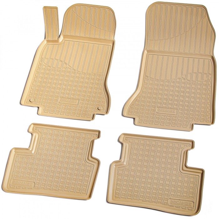 Set de 4 covorase bej cauciuc 3D stil tavita premium pentru Mercedes B-Class W246, CLA C117, GLA X156