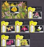Jersey 2008 flori orhidee MI 1350-1355 + bl. 68 MNH, Nestampilat