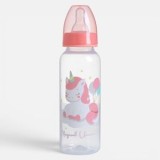 Biberon din Plastic cu Tetină din Silicon, Model Unicorn, 250 ml, 0M+, CMCLASS