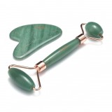 Green Aventurine Roller Cu Gua Sha by Erfello, pentru masaj facial și corporal, Green Aventurine, Erfello Beauty