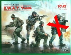 Kit S.W.A.T. TEAM &ndash; 3 din cei 4 soldați Firma ICM Cod DS2401 Scara 1/24 DIORAMA MACHETA FIGURINE ASAMBLARE HOBBY WWII SOLDAȚI GERMANI AMERICANI RUȘI