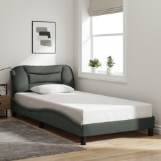 vidaXL Cadru de pat fără saltea, gri &icirc;nchis, 100x200 cm, textil