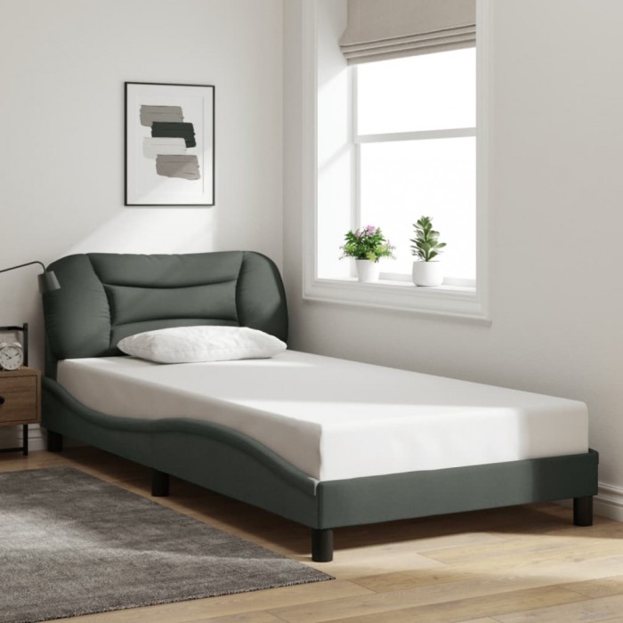vidaXL Cadru de pat fără saltea, gri &icirc;nchis, 100x200 cm, textil