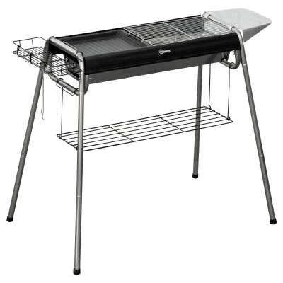 Gratar gradina/camping cu carbuni, portabil, grill dreptunghiular, cu rafturi, structura inox, 96x61x72 cm GartenVIP DiyLine foto