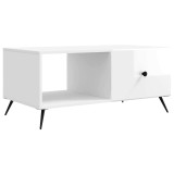 vidaXL Masă de cafea Alb foarte lucios 90 x 50 x 40 cm Lemn prelucrat 895649