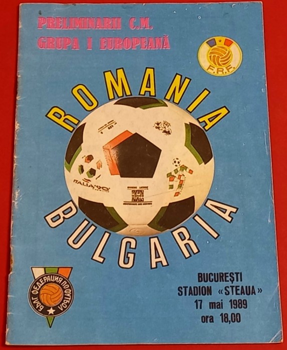 Program meci fotbal ROMANIA - BULGARIA (17.05.1989)