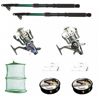 Set de pescuit sportiv cu 2 lansete 3.6m, doua mulinete baitrunner Cool Angel 11 rulmenti foto